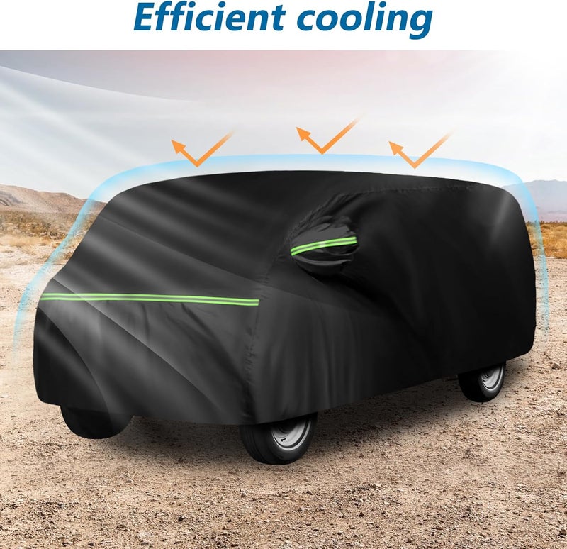 BIGACOVER Waterproof Car Covers for 1961-1974 Falcon Club Wagon E-100,Econoline E-100 Van,420D Oxford Cloth Sun Heat Protection Outdoor Full Covers with Driver Side Zipper Windproof Heavy Duty All Weather - Image 4